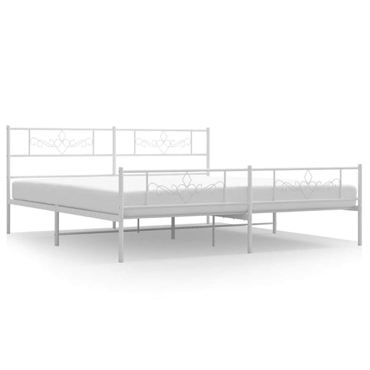 Bed Frame | White | Powder-Coated Steel | 193x203 cm | Bed Frame