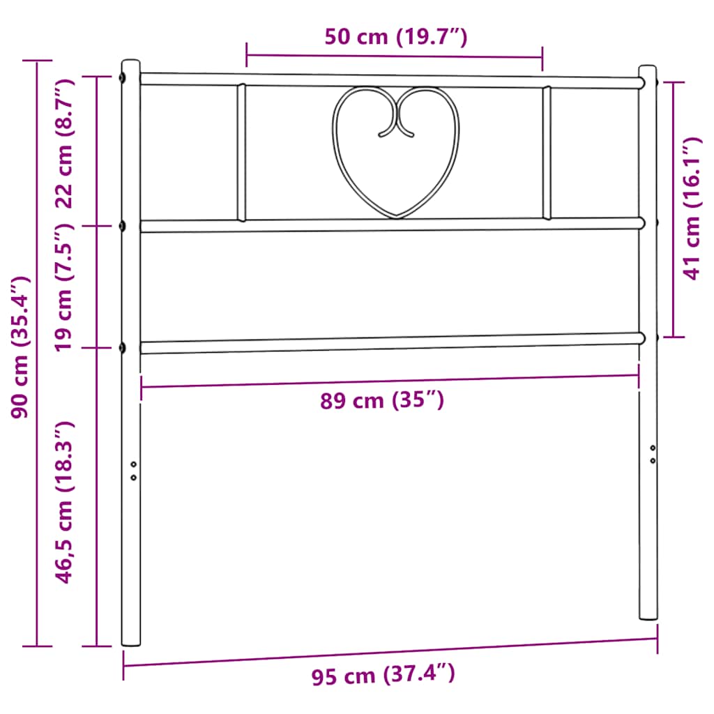 Metal Replace Headboard Black 90 cm