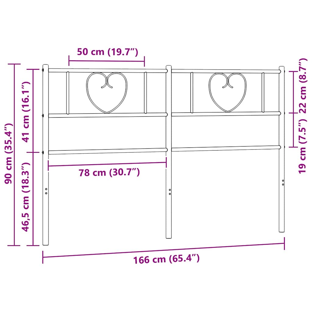 Headboard | Black | Powder-Coated Steel | Tall Double | Durable