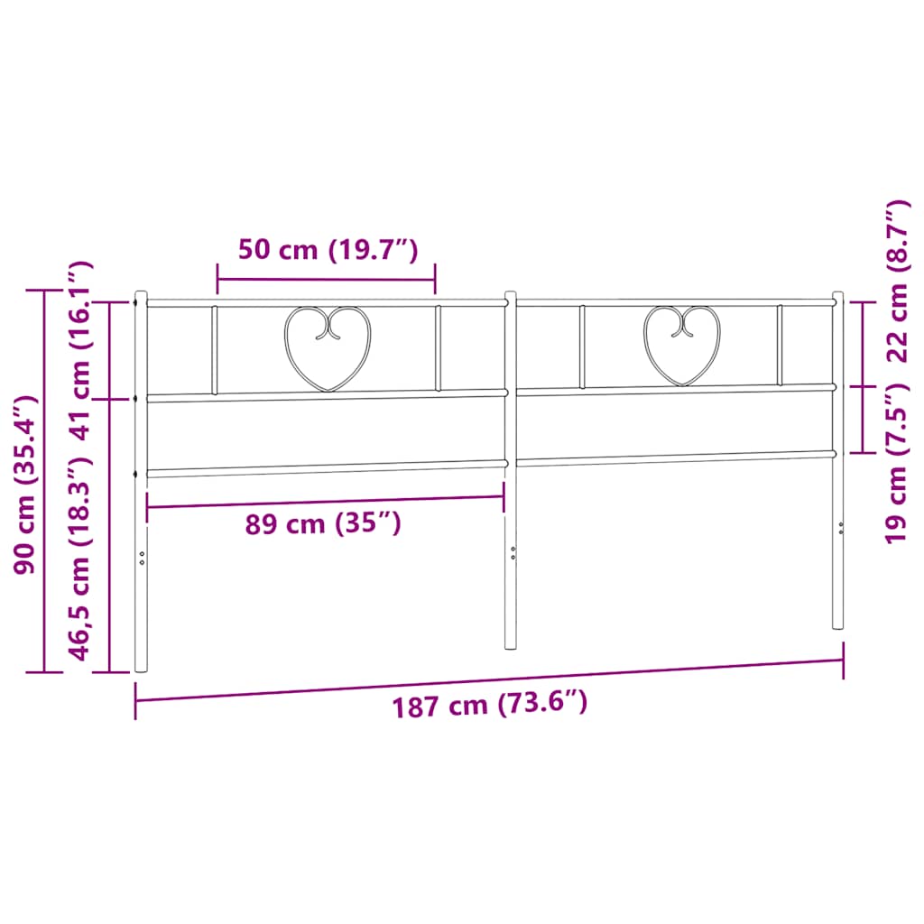 Metal Replace Headboard Black 180 cm