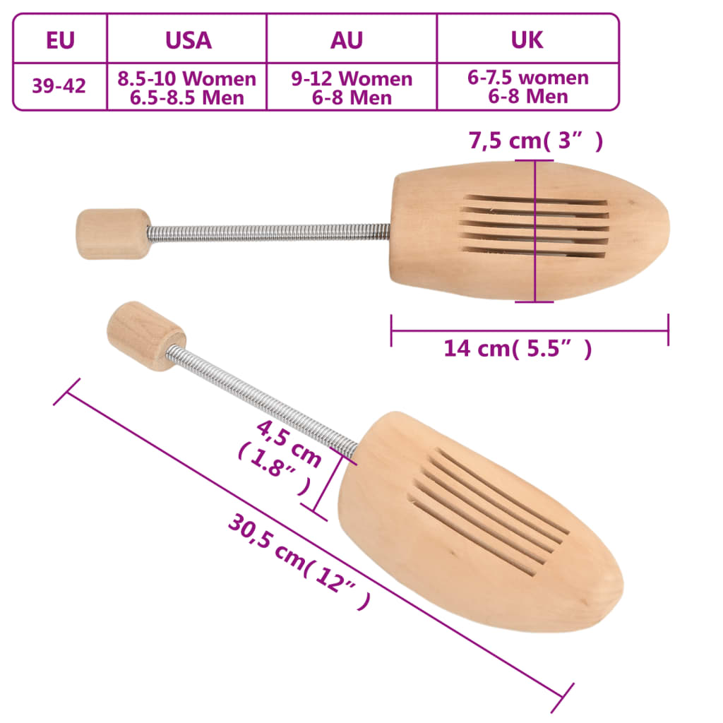 Shoe Trees 2 Pairs EU 39-42 Solid Wood Lotus