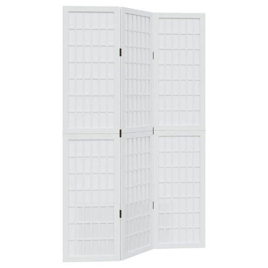 Room Divider 3 Panels White Solid Wood Paulownia