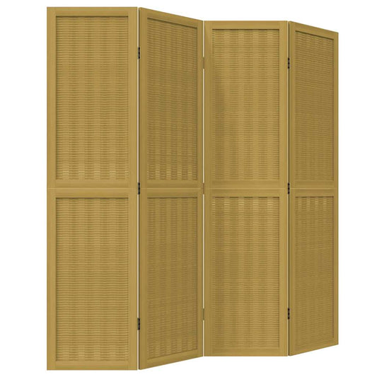 Room Divider 4 Panels Brown Solid Wood Paulownia