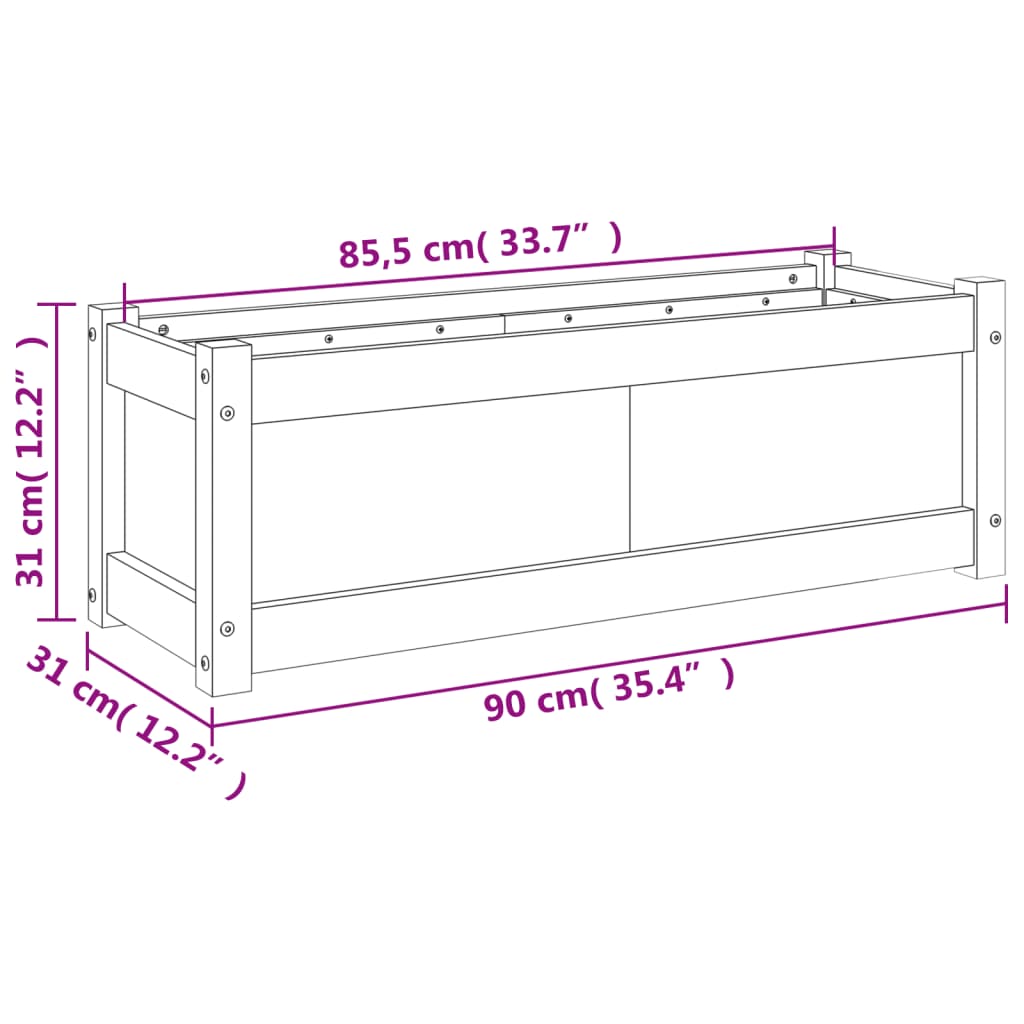 Garden Planter 90x31x31 cm Solid Wood Pine