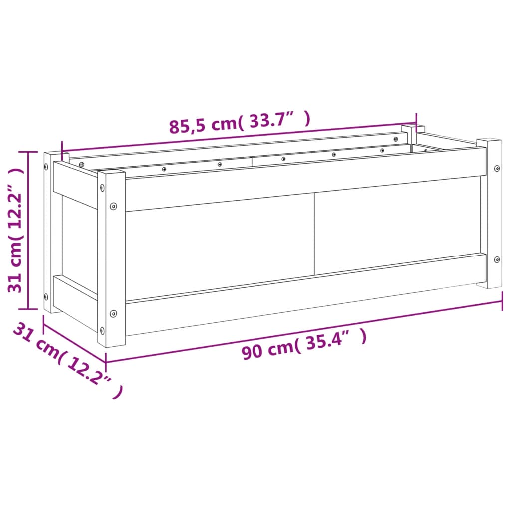 Garden Planter White 90x31x31 cm Solid Wood Pine