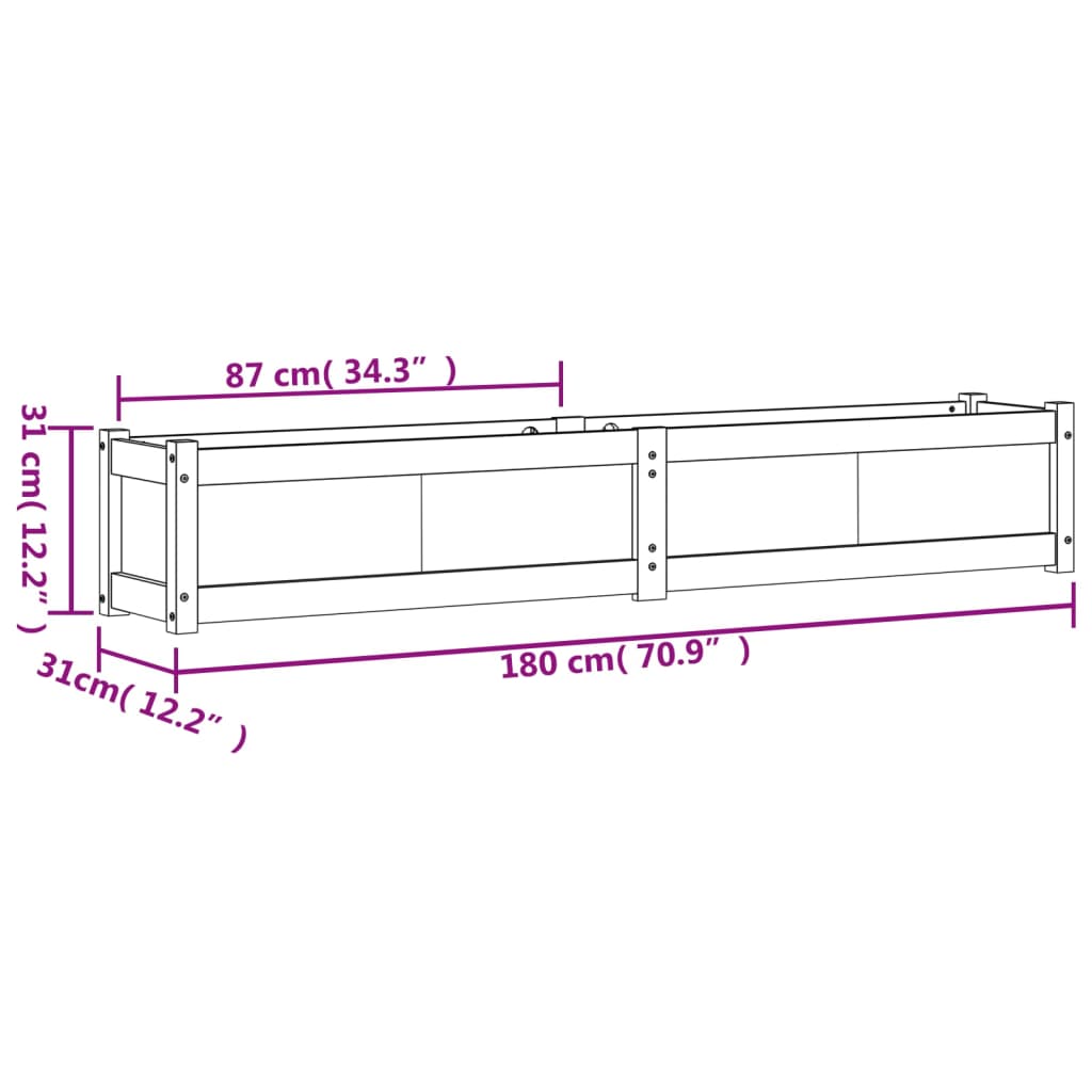 Garden Planter 180x31x31 cm Impregnated Wood Pine