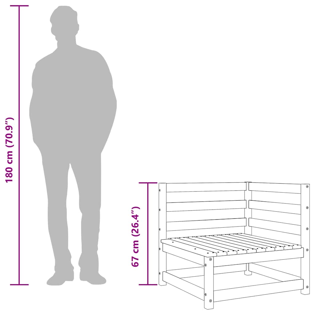 Garden Sofa Corner 70x70x67 cm Solid Wood Douglas