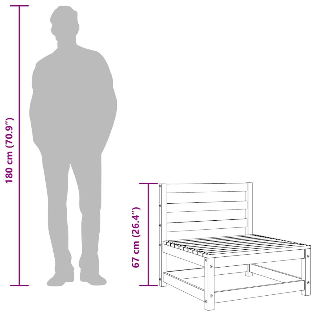 Garden Sofas Armless 2 pcs 70x70x67 cm Solid Wood Douglas