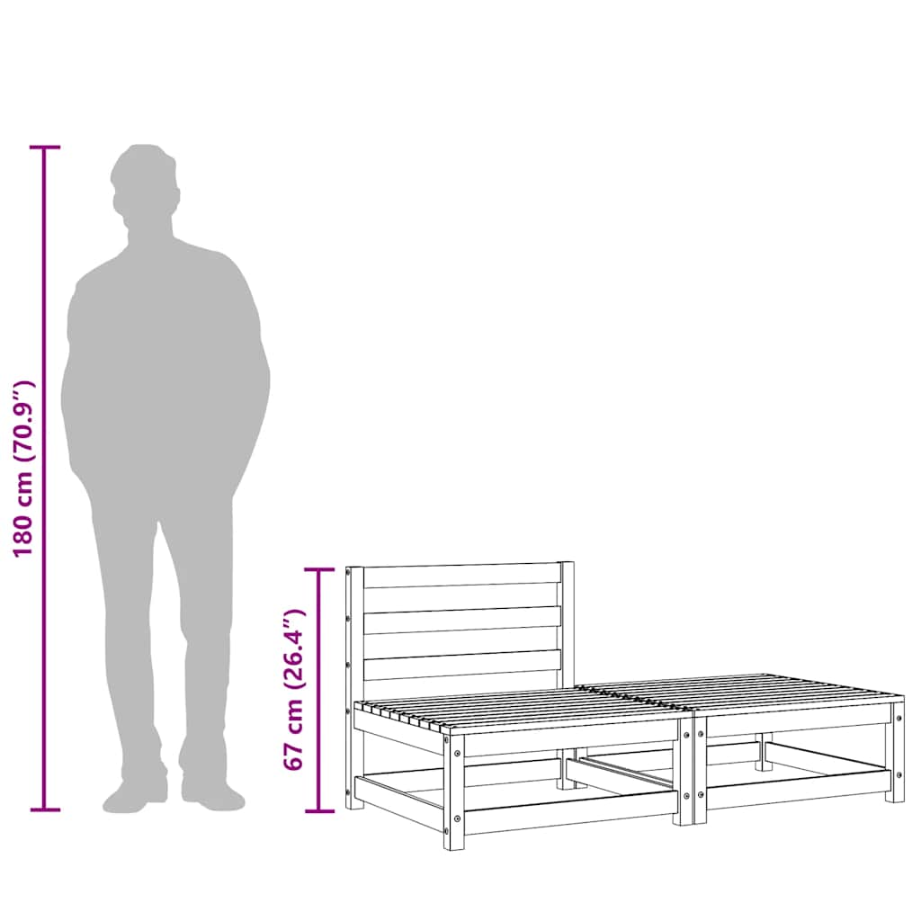Garden Sofa Armless with Footstool Impregnated Wood Pine