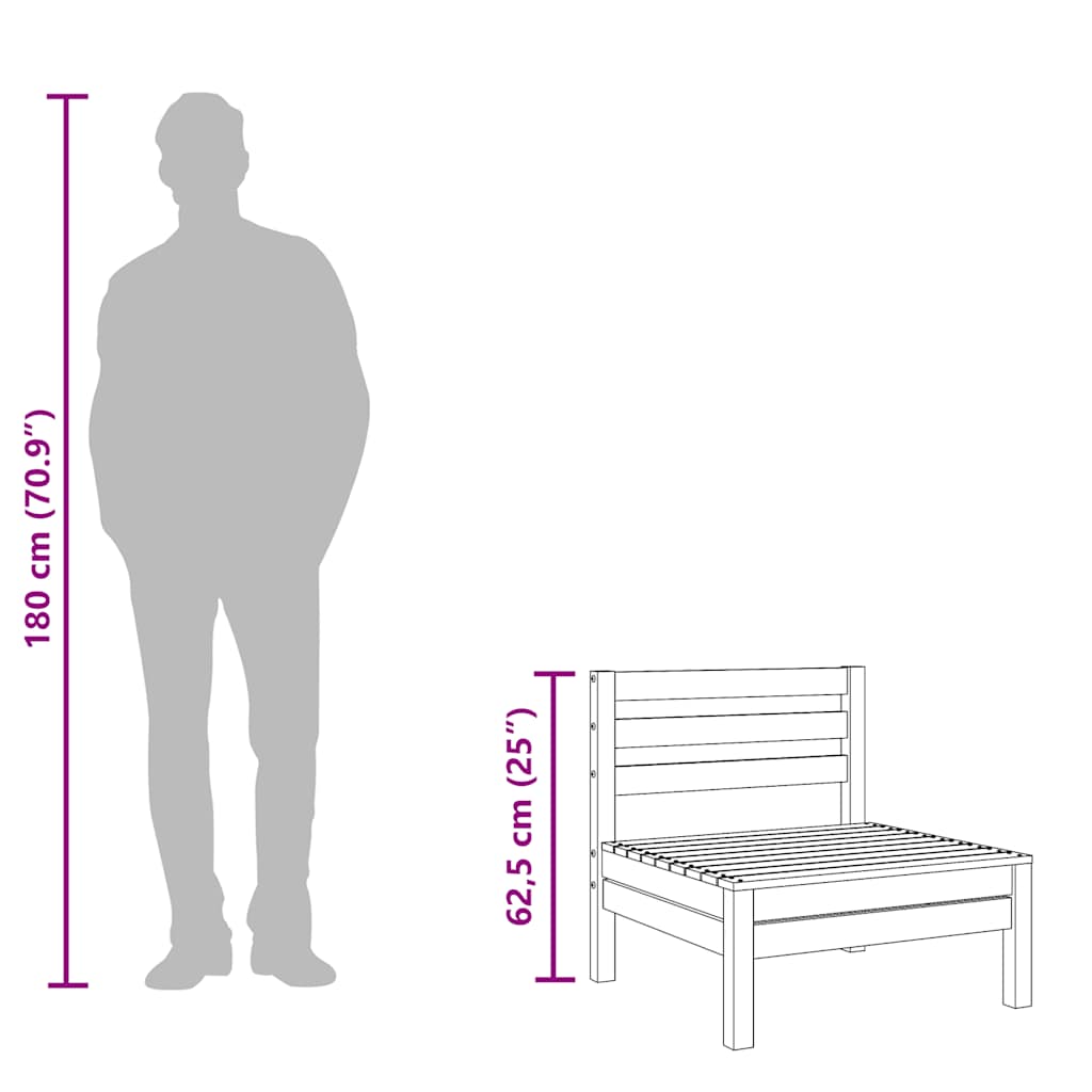 Garden Sofa Armless Solid Wood Douglas