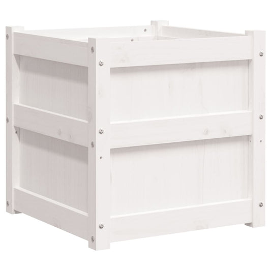 Garden Planter White 50x50x50 cm Solid Wood Pine