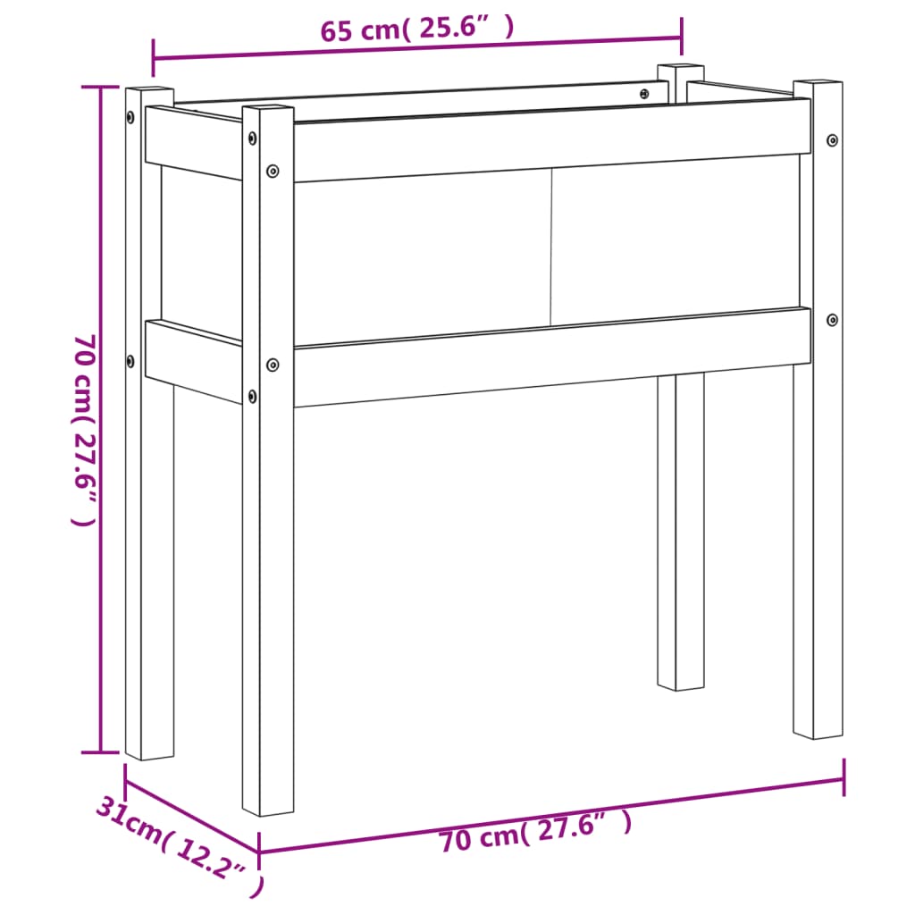Garden Planter with Legs 70x31x70 cm Impregnated Wood Pine