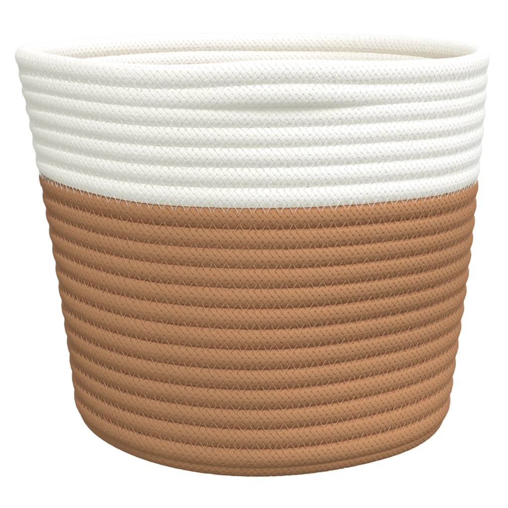 Storage Baskets 2 pcs Brown and White Ø24x18 cm Cotton