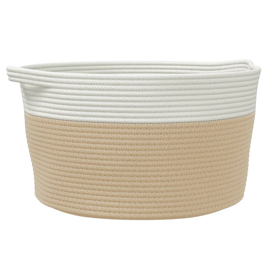 Storage Basket Beige and White Ø40x25 cm Cotton