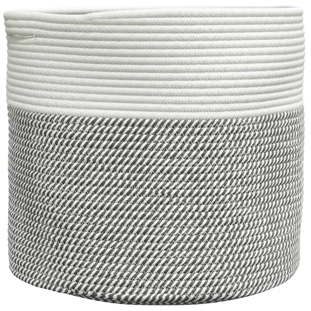 Storage Basket Grey and White Ø40x35 cm Cotton