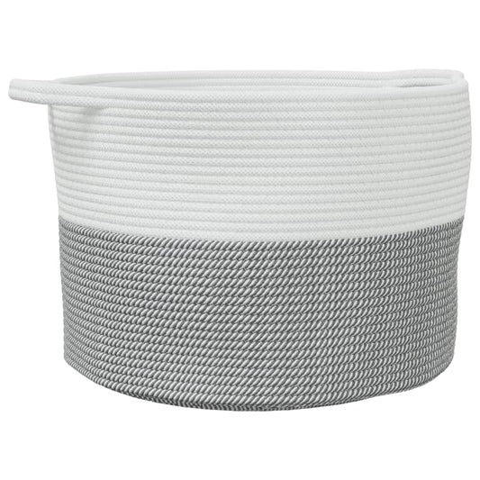 Laundry Basket Grey and White Ø55x36 cm Cotton