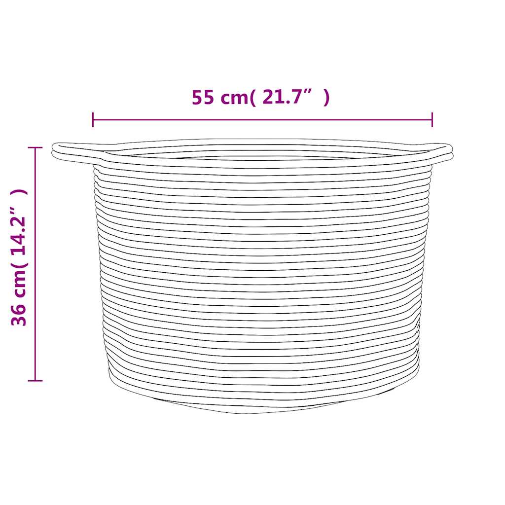 Laundry Basket Grey and White Ø55x36 cm Cotton