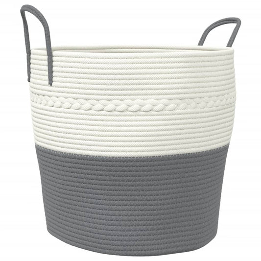 Storage Basket Grey and White Ø43x38 cm Cotton