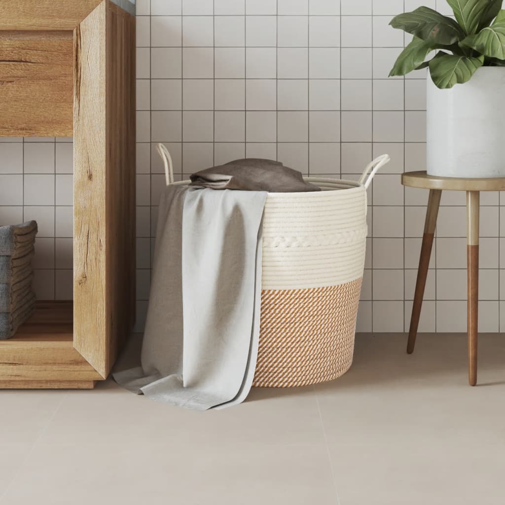 Storage Basket Brown and White Ø43x38 cm Cotton