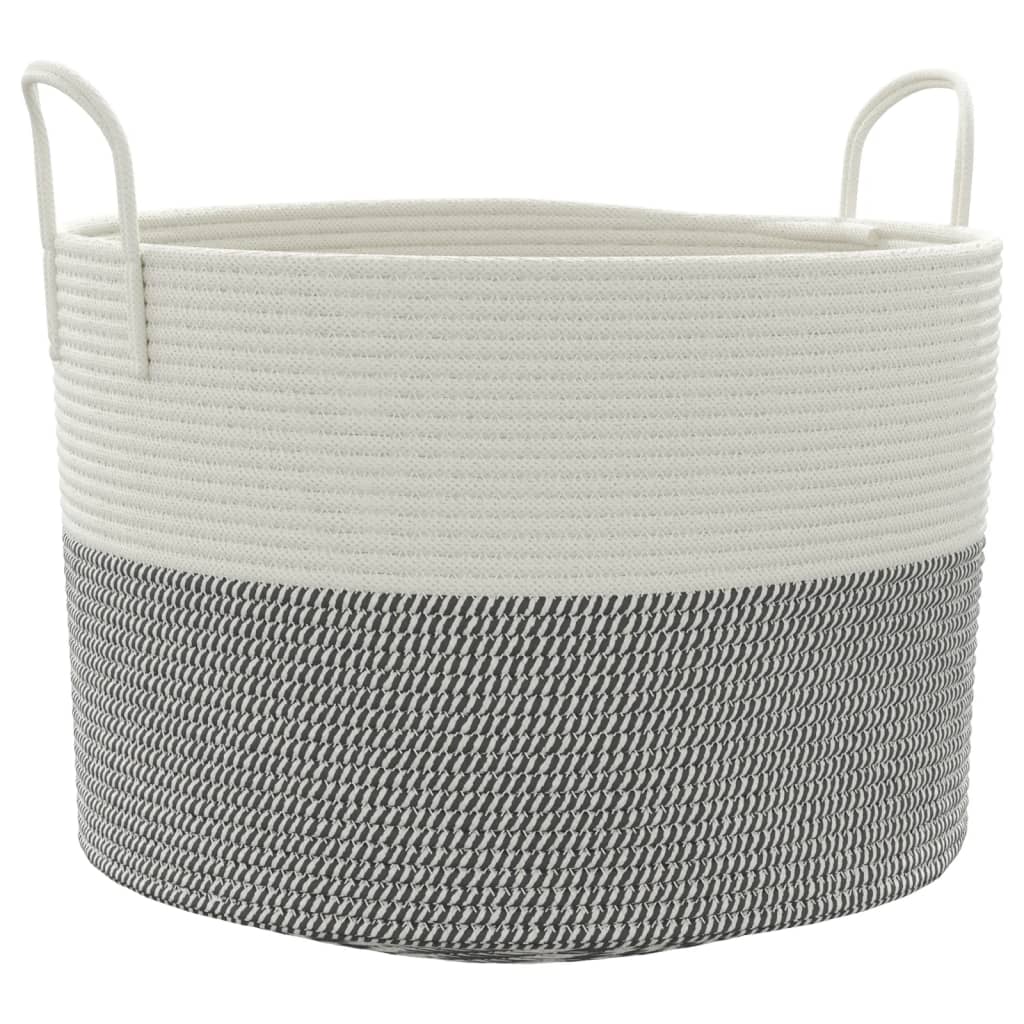 Storage Basket Grey and White Ø51x33 cm Cotton