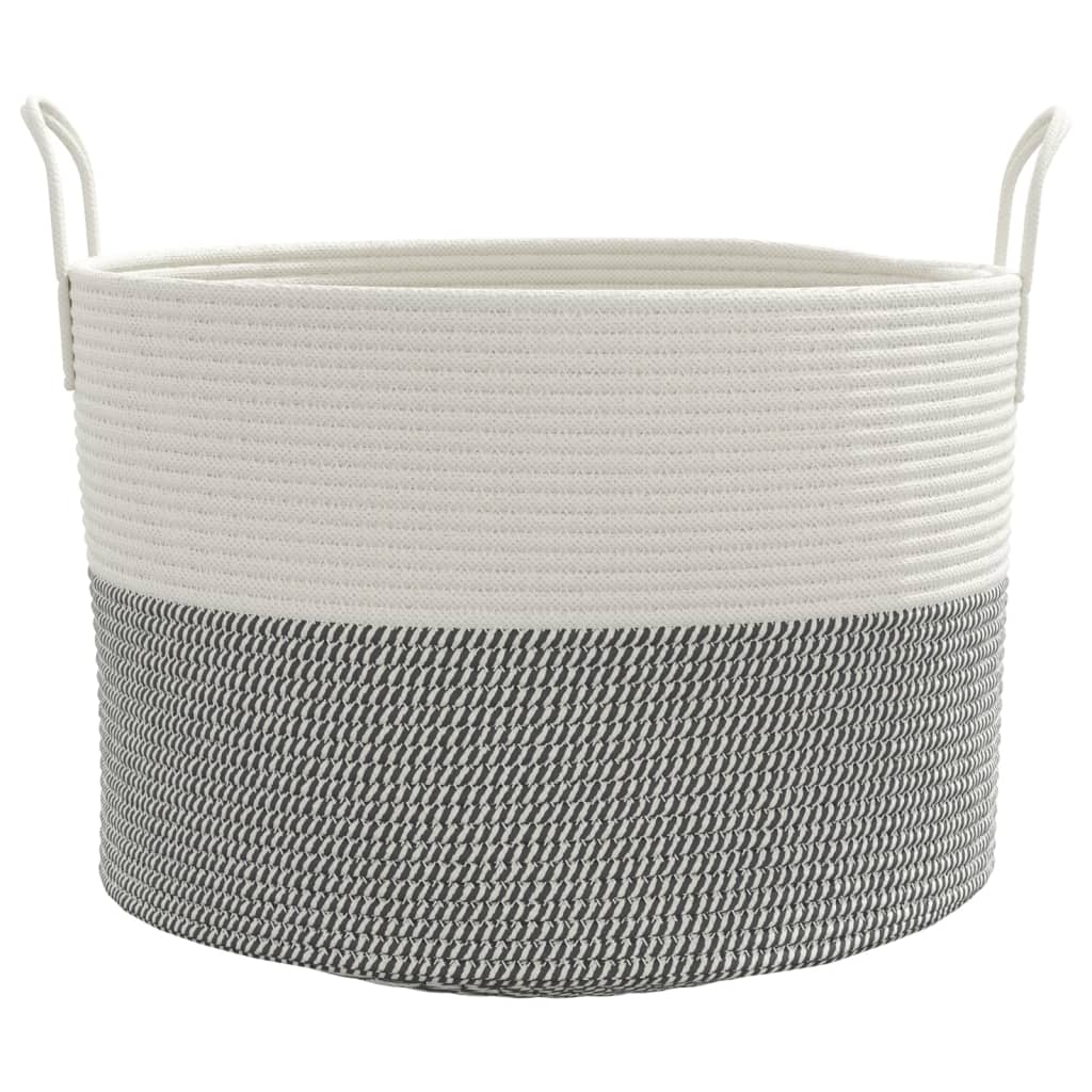 Storage Basket Grey and White Ø51x33 cm Cotton