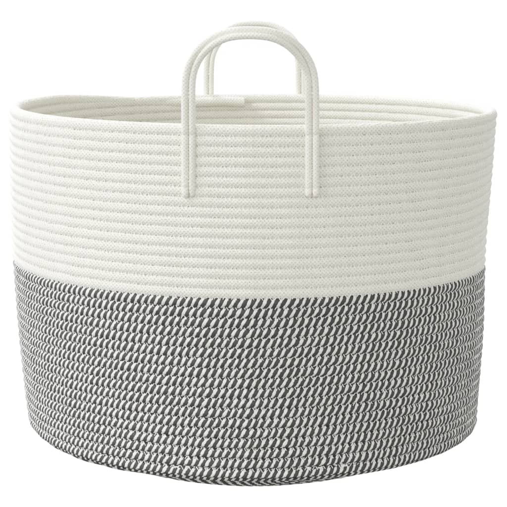 Storage Basket Grey and White Ø51x33 cm Cotton