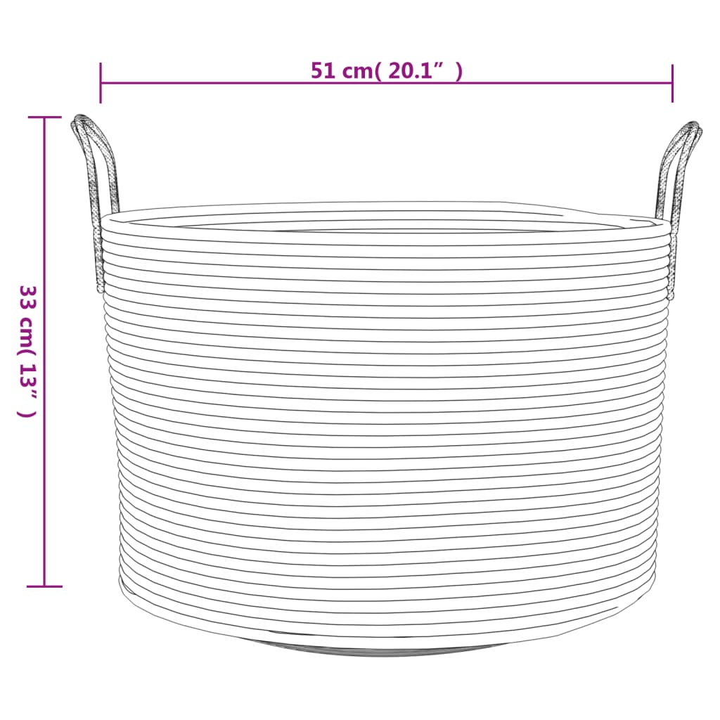 Storage Basket Grey and White Ø51x33 cm Cotton