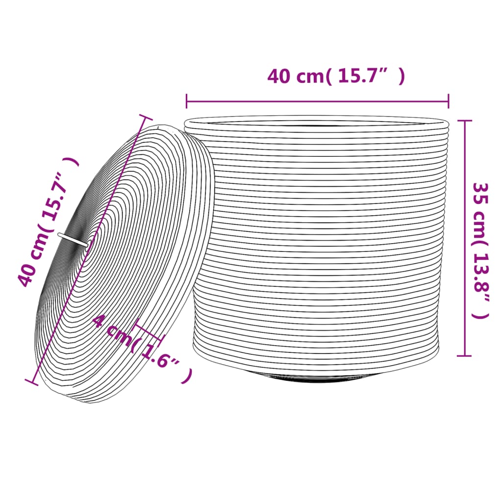 Storage Basket with Lid Brown and White Ø40x35 cm Cotton