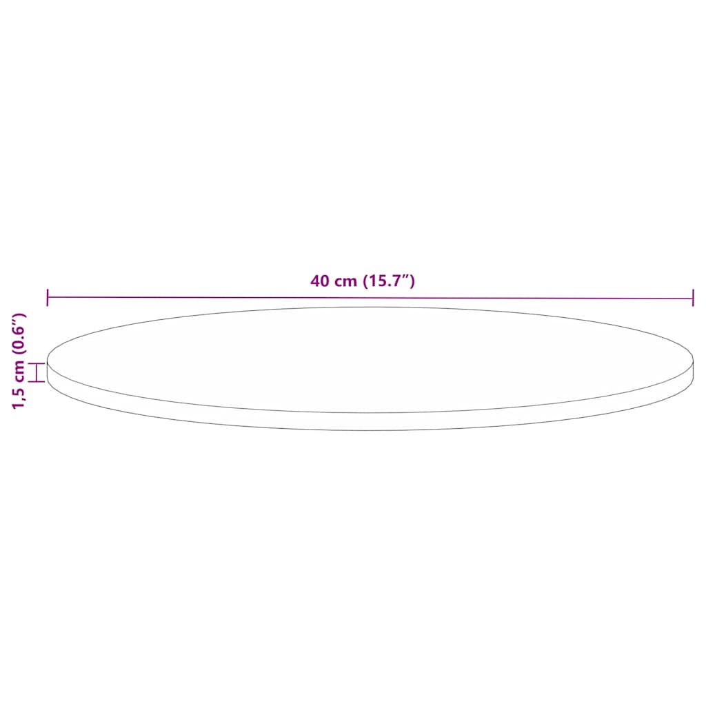 Table Top Ø 40x1.5 cm Round Solid Wood Reclaimed