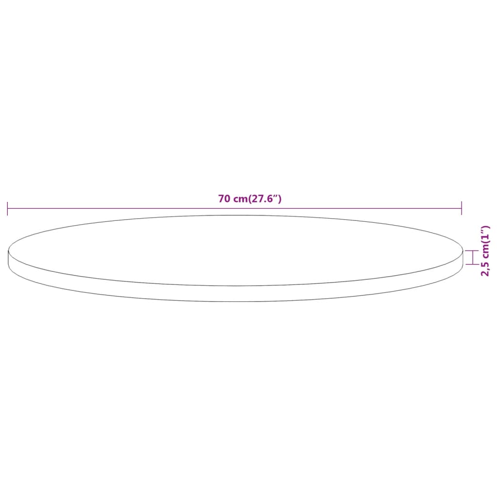 Table Top Ø70x2.5 cm Round Solid Wood Acacia