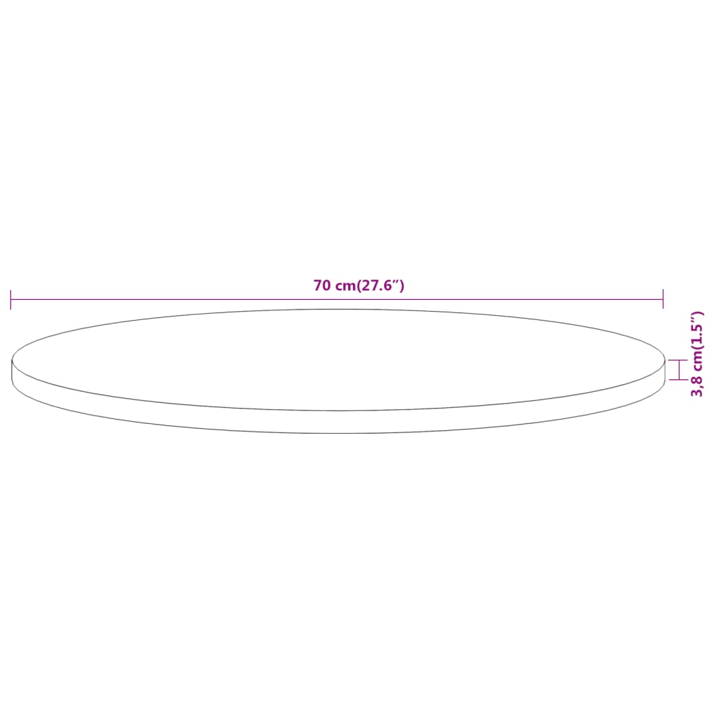 Table Top Ø70x3.8 cm Round Solid Wood Acacia
