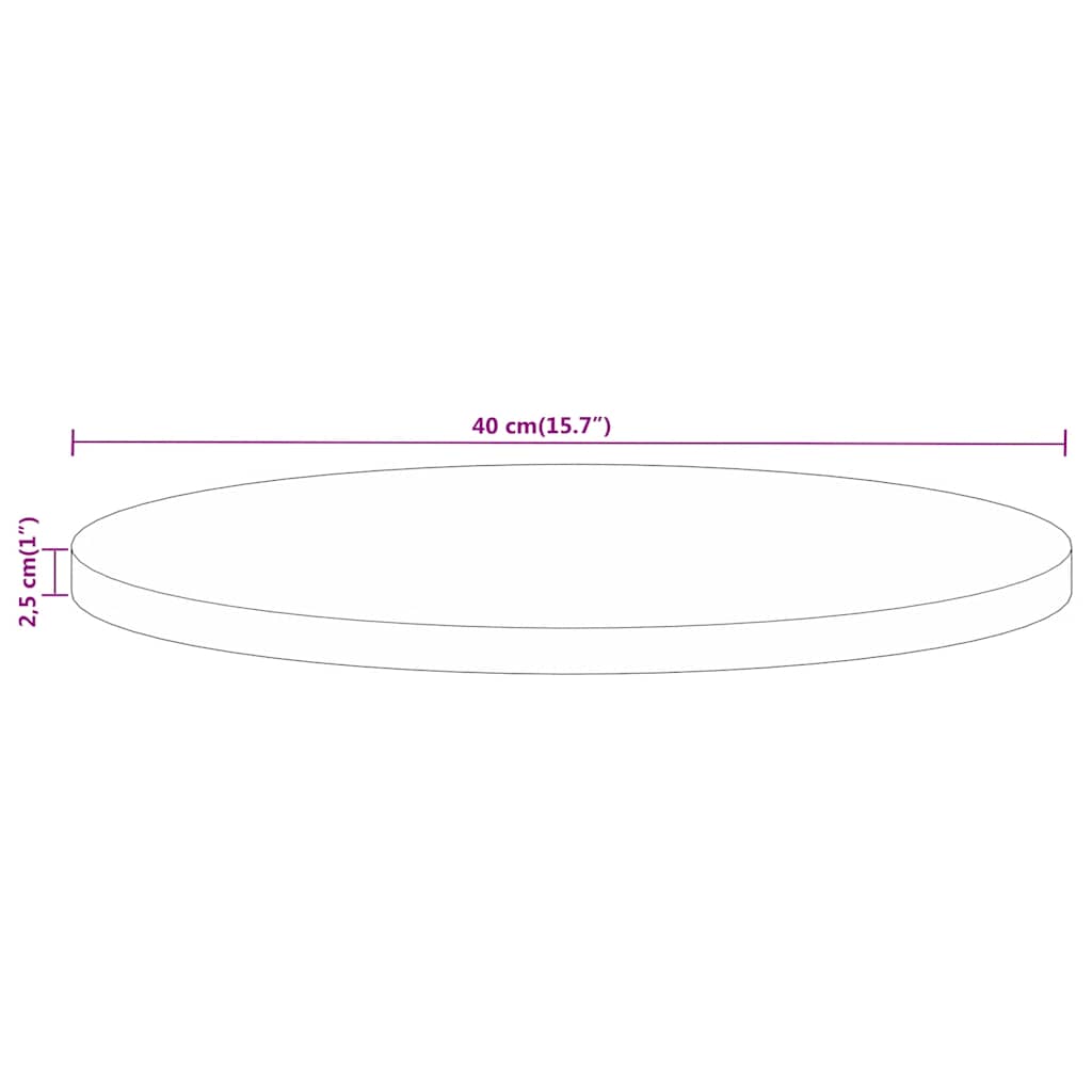 Table Top Ø 40x2.5 cm Round Solid Wood Mango