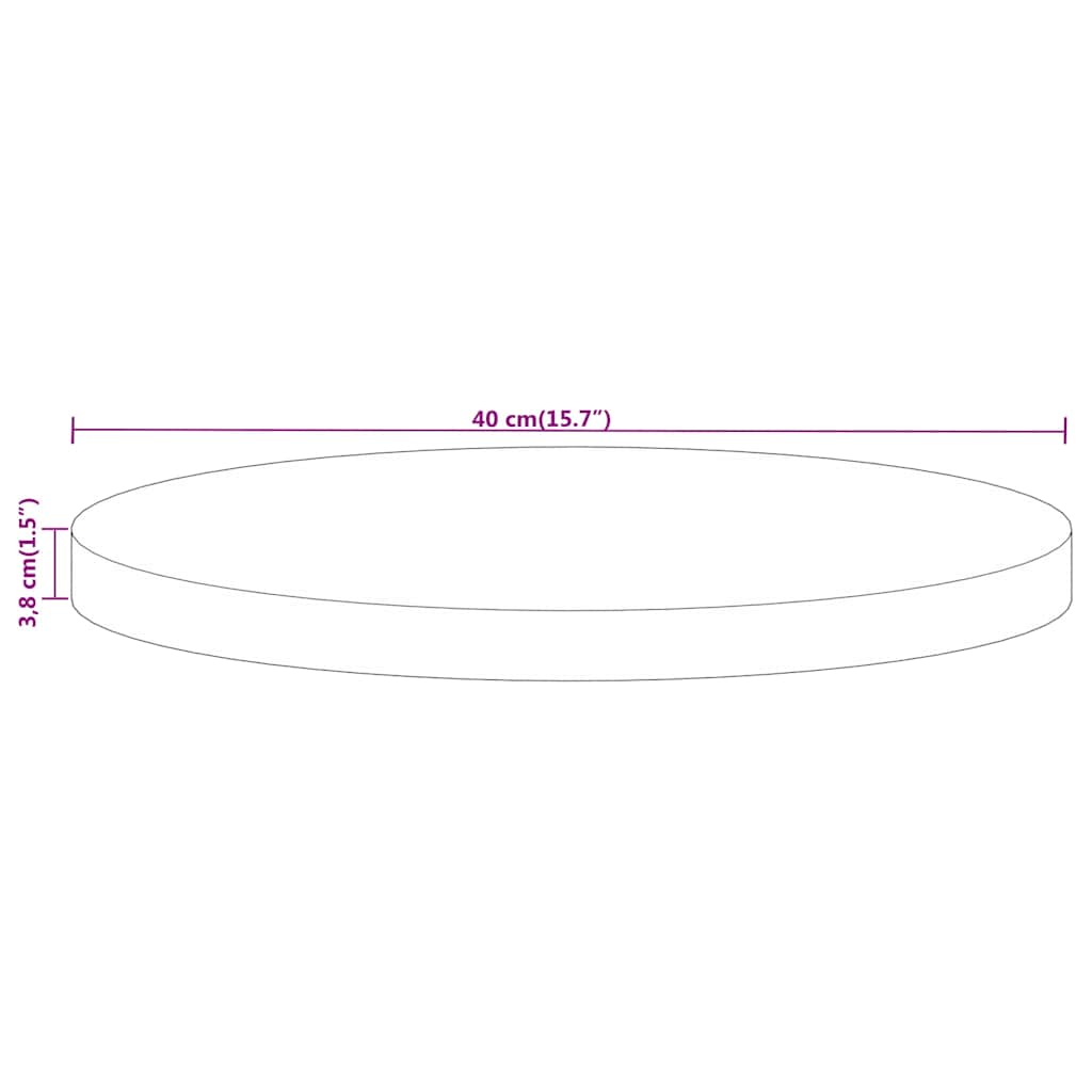 Table Top Ø 40x3.8 cm Round Solid Wood Mango
