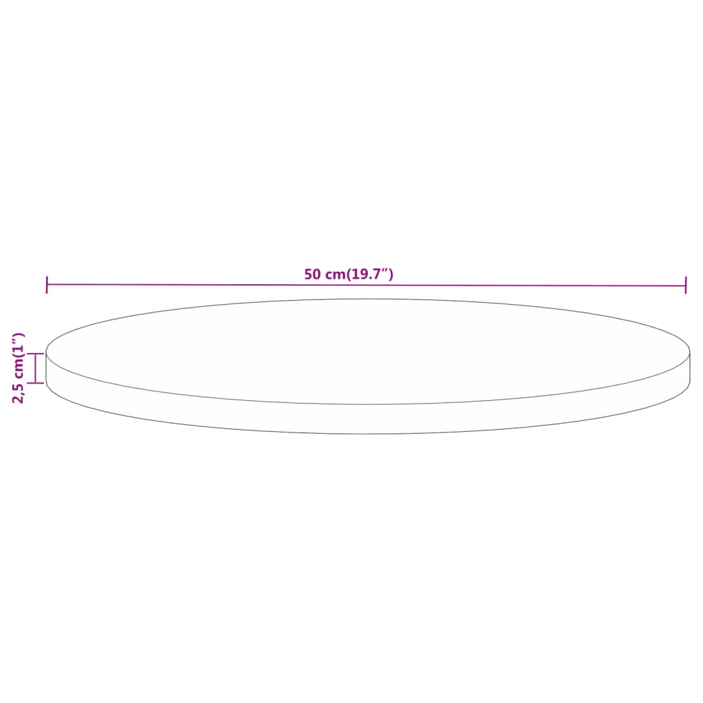 Table Top Ø 50x2.5 cm Round Solid Wood Mango