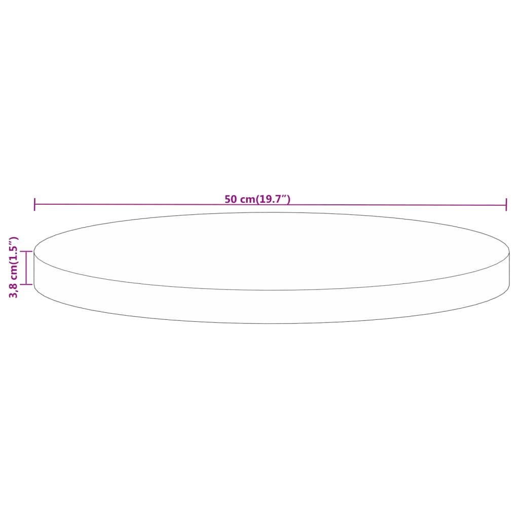 Table Top Ø 50x3.8 cm Round Solid Wood Mango