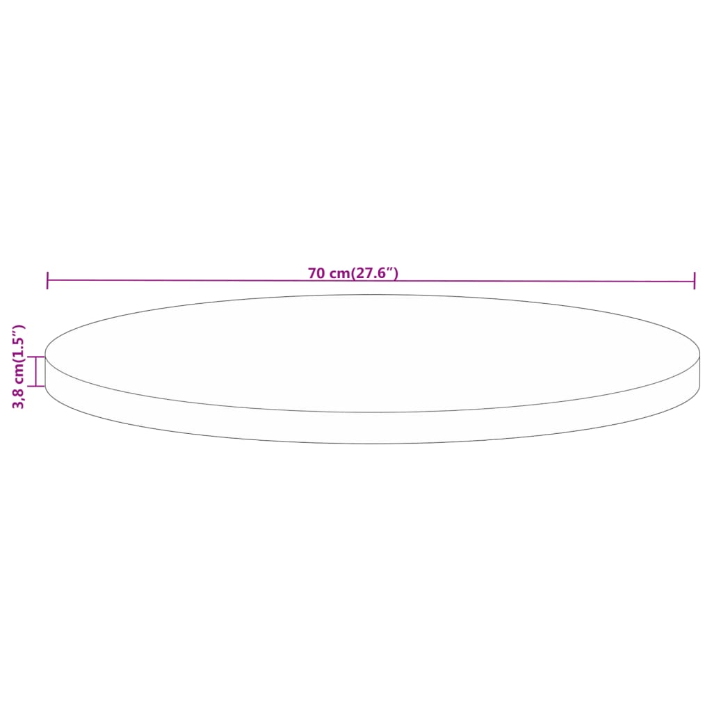 Table Top Ø 70x3.8 cm Round Solid Wood Mango