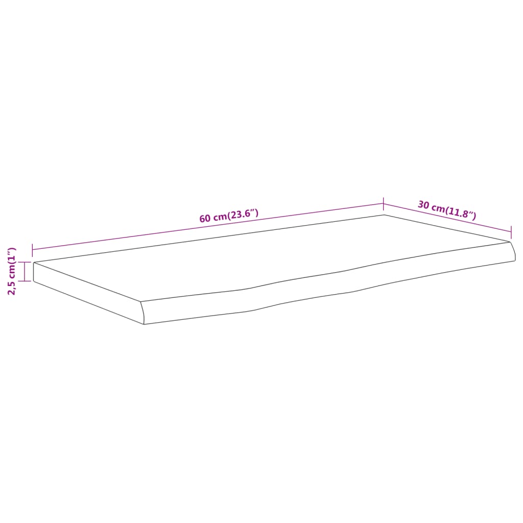 Wall Shelf 60x30x2.5 cm Rectangular Solid Wood Acacia Live Edge