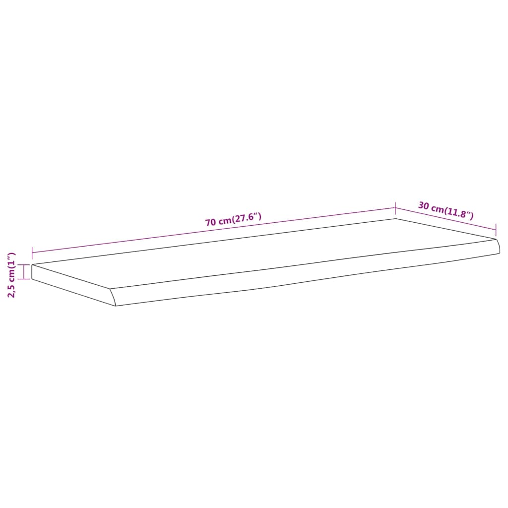 Wall Shelf 70x30x2.5 cm Rectangular Solid Wood Acacia Live Edge