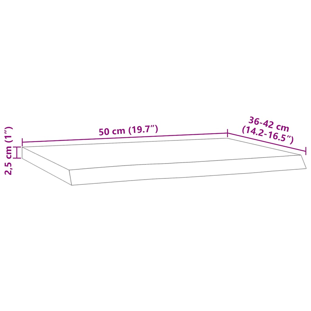 Wall Shelf 50x40x2.5 cm Rectangular Solid Wood Acacia Live Edge