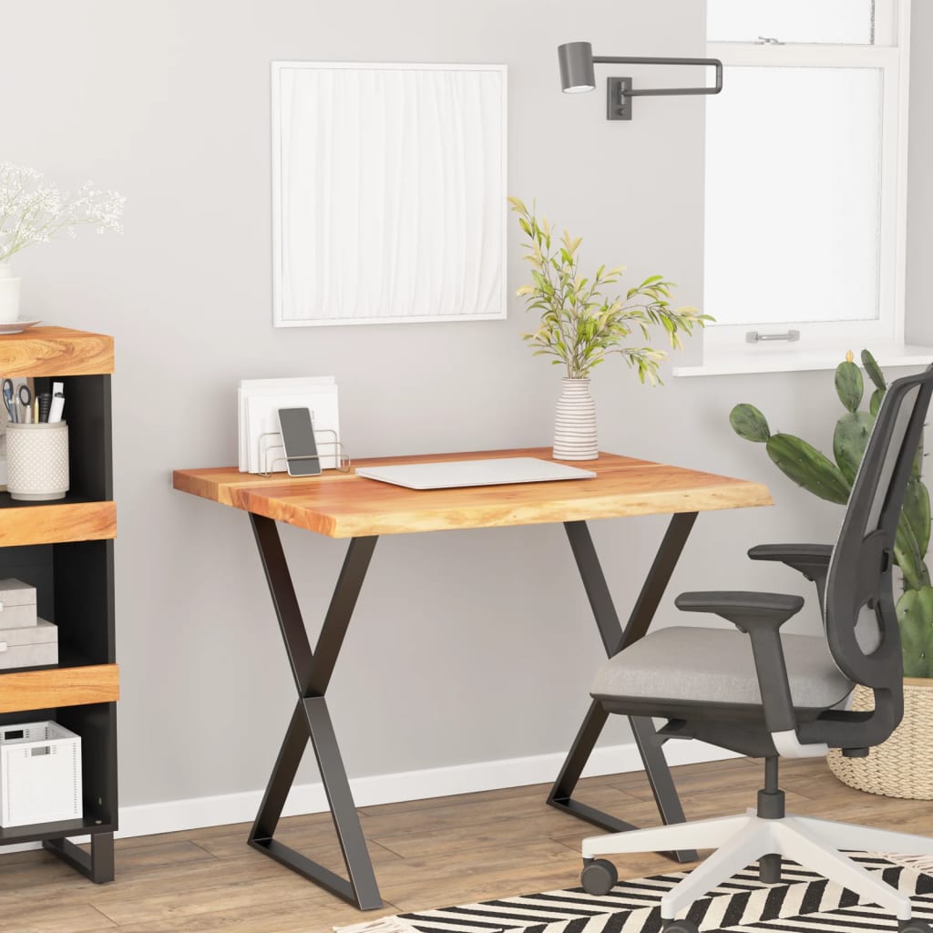 Desk Top 80x80x2.5 cm Square Solid Wood Acacia Live Edge