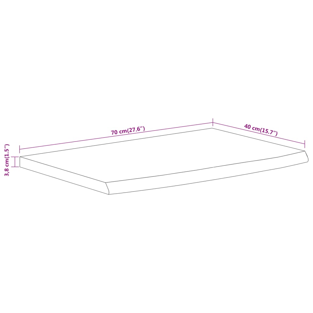 Wall Shelf 70x40x3.8 cm Rectangular Solid Wood Acacia Live Edge