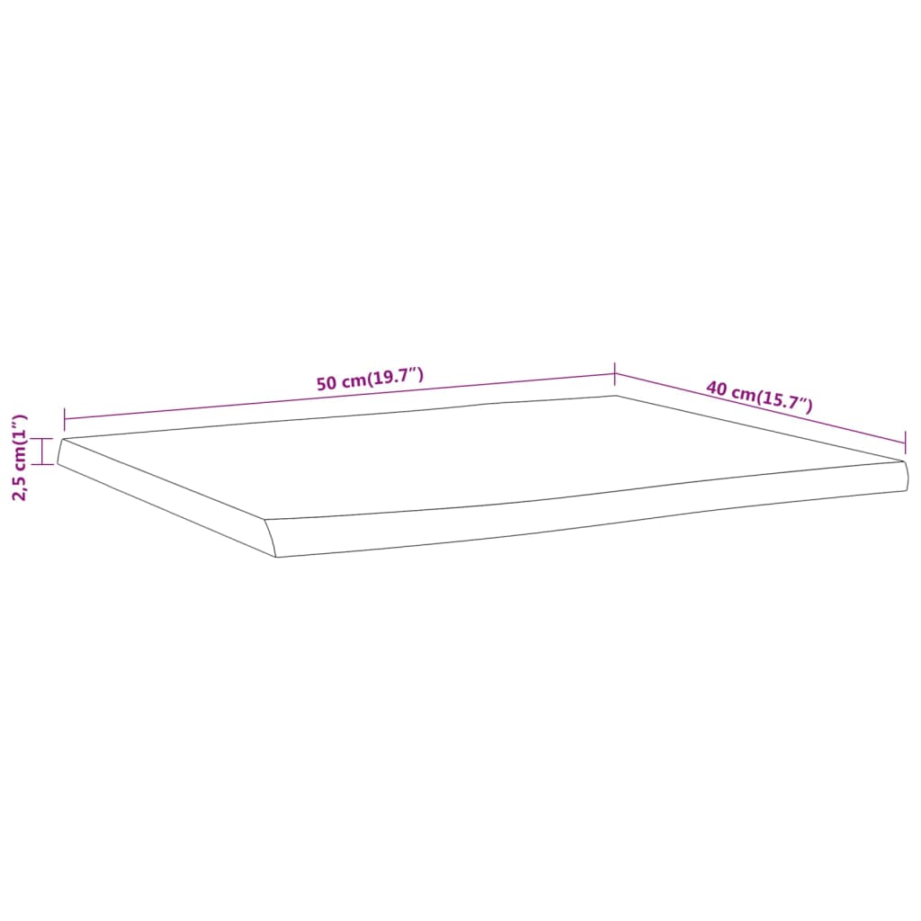 Table Top 50x40x2.5 cm Rectangular Solid Wood Acacia Live Edge