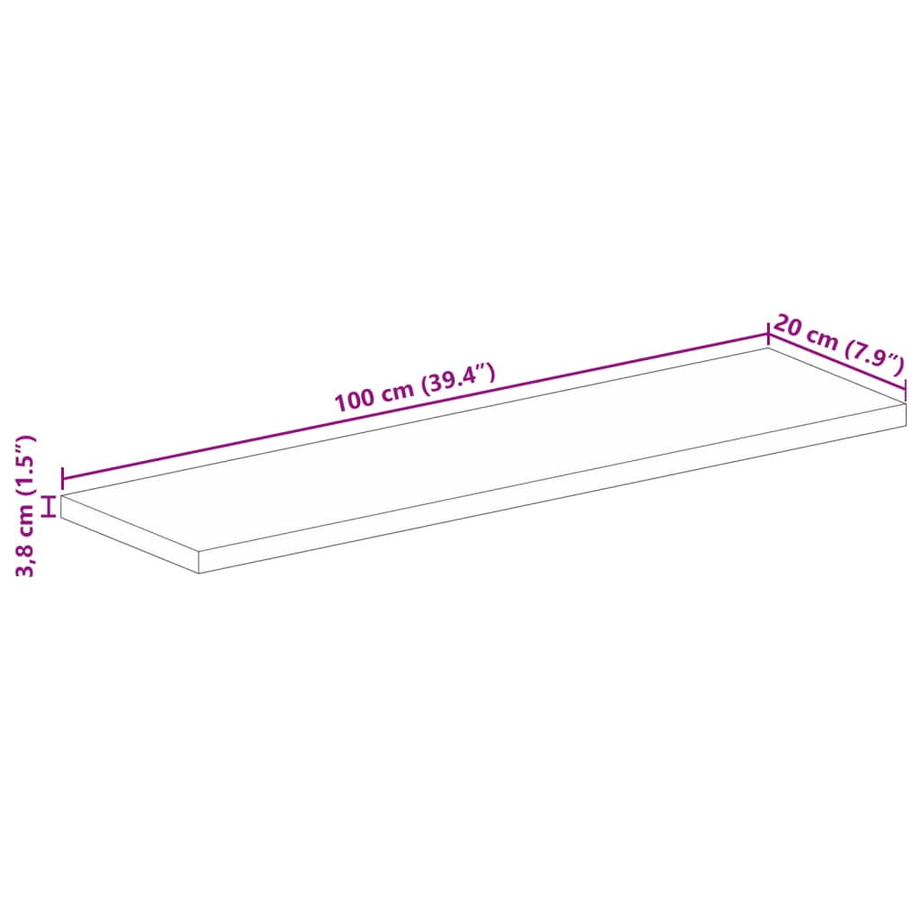 Table Top 100x20x3.8 cm Rectangular Solid Wood Acacia
