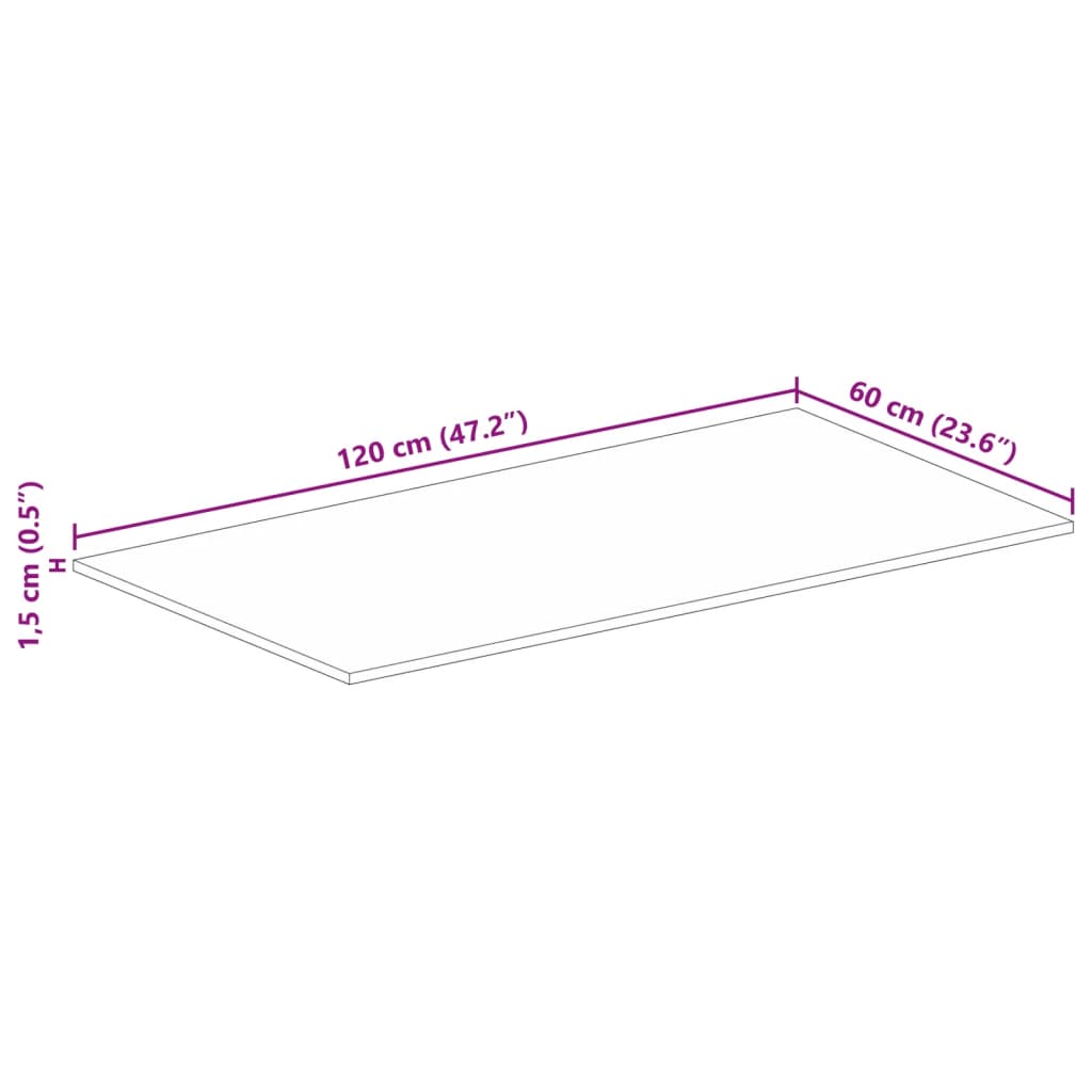 Table Top 120x60x1.5 cm Rectangular Solid Wood Reclaimed