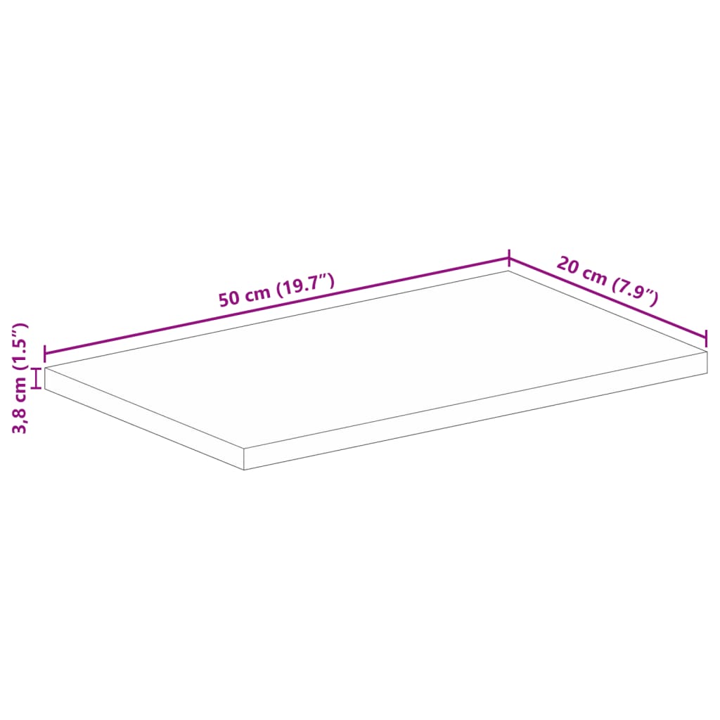 Table Top 50x20x3.8 cm Rectangular Solid Wood Reclaimed