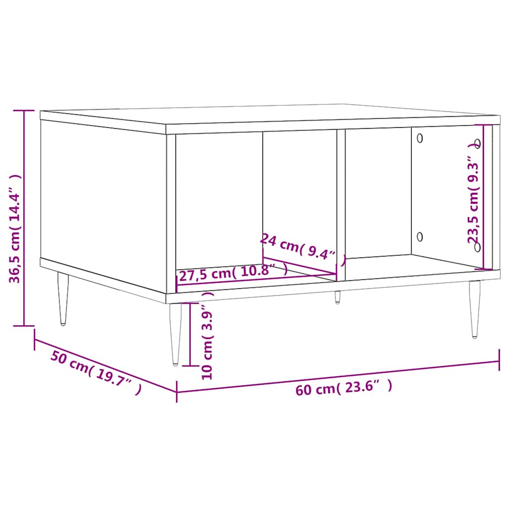 Coffee Table Sonoma Oak 60x50x36.5 cm Engineered Wood