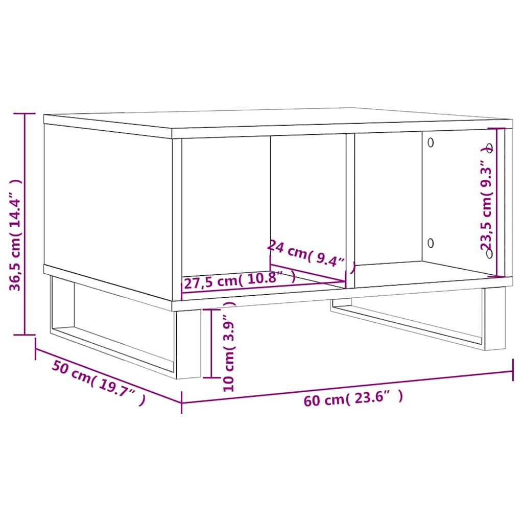 Coffee Table High Gloss White 60x50x36.5 cm Engineered Wood
