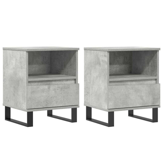 Bedside Cabinets 2 pcs Concrete Grey 40x35x50 cm Engineered Wood