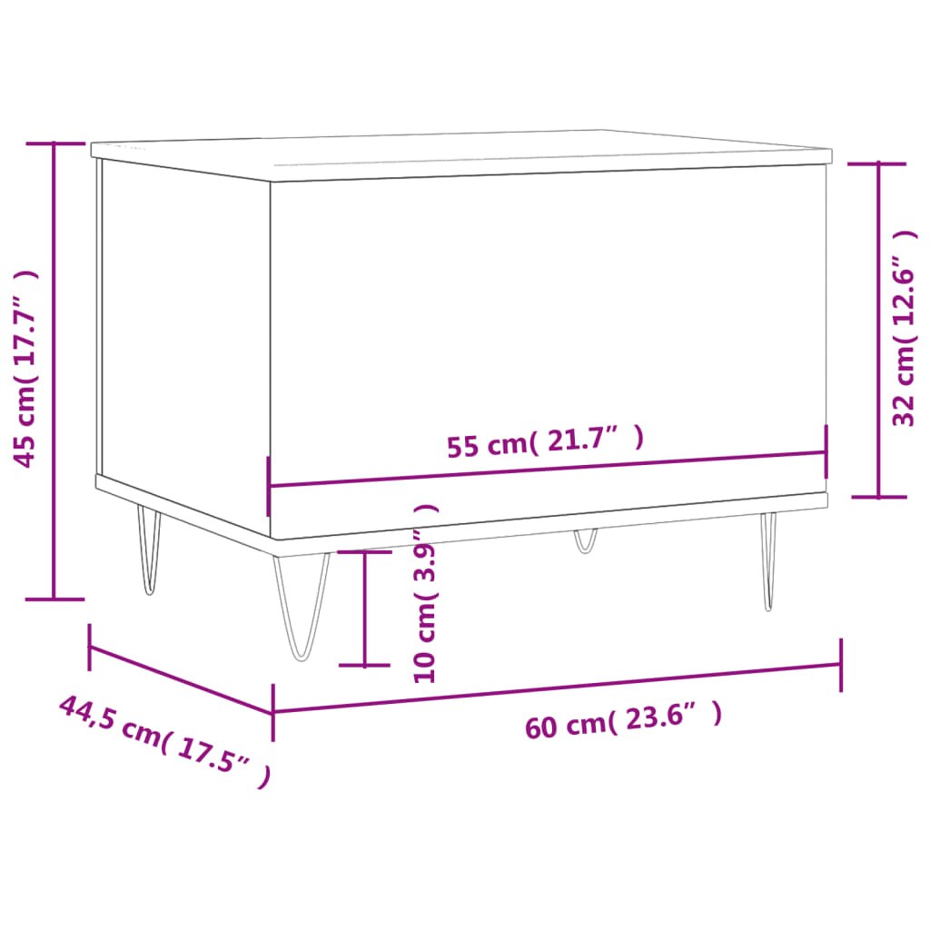 Coffee Table White 60x44.5x45 cm Engineered Wood