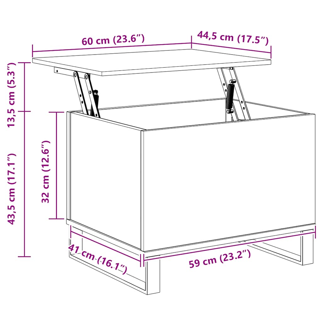 Coffee Table Black 60x44.5x45 cm Engineered Wood